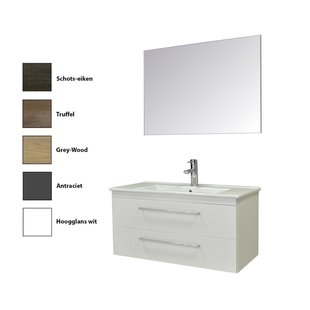 Badkamermeubelset Sanicare Q6 Twee Laden Chromen Greep 100 cm (alle kleuren, spiegel optioneel)