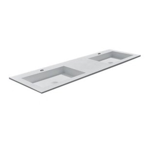 Wastafel BWS Veroni 45.5x154 cm 2 Kraangaten Solid Surface Wit
