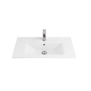 Wastafel BWS 1 Kraangat 45x80 cm Rechthoek Keramiek Wit