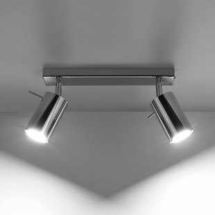 SOLLUX LIGHTING Plafondspot Round, chroom, 2-lamps