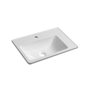 Wastafel Sapho Arana Rechthoekig 56x35x11 cm Rechts Cast Marble Wit