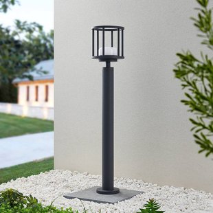 Lucande Berenike tuinpadverlichting, 85 cm, donkergrijs, metaal, GX53