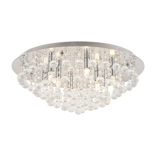 Lindby plafondlamp Antonino, 8-lamps, chroom, kristal, 55cm