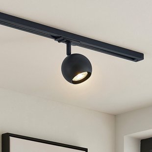 Lindby railspot Linaro, GU10, Ø 9 cm, zwart, 1-fase