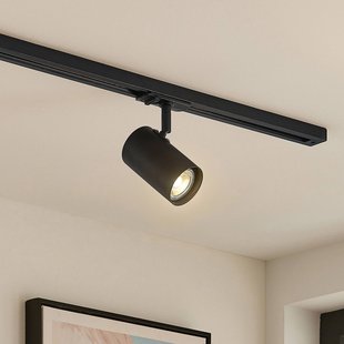 Lindby railspot Linaro, GU10, Ø 6 cm, zwart, 1-fase