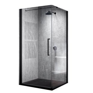 Douchecabine Novellini Young G+F met Draaideur Helder Glas 100x200 cm Mat Zwart Profiel