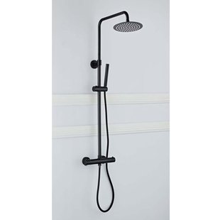 Opbouw Regendouche Set BWS Ronde Hoofddouche 20 cm Mat Zwart