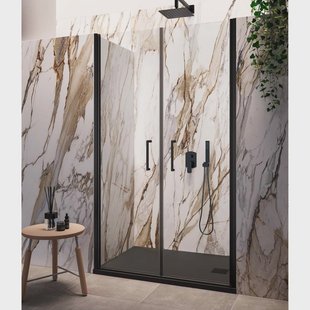 Nisdeur Lacus Giglio Evo Saloon 2 Klapdeuren 80x200 Cm Helder Glas Mat Zwart