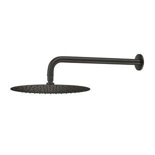 Hoofddouche Qisani Flow met wanddouchearm Ø 25 cm Geborsteld Mat Zwart