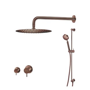 Regendoucheset Qisani Flow Inbouw 2-weg Zonder Plaat Geborsteld Copper