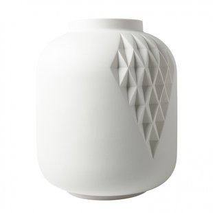 Blauw Vouw vaas XL mat wit