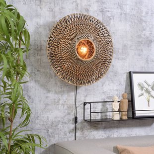 Good & Mojo GOED & MOJO Bali wandlamp van bamboe, Ø 60 cm Good & Mojo GOED & MOJO Bali wandlamp van bamboe, Ø 60 cm