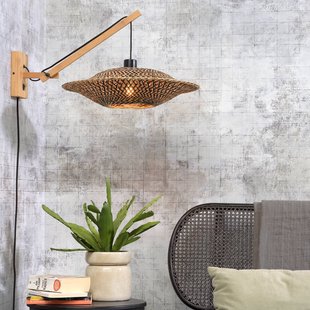 Good & Mojo Good &amp; Mojo Bali wandlamp 1 arm, Natur, 44x12cm
