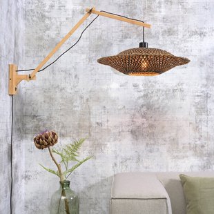Good & Mojo Good &amp; Mojo Bali wandlamp 2 armen, Natur, 44x12cm