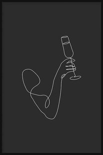 Ingelijste poster Champagne Line Art | Walljar Ingelijste poster Champagne Line Art | Walljar