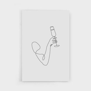 Ingelijste poster Champagne Line Art | Walljar Ingelijste poster Champagne Line Art | Walljar