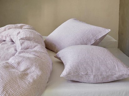 Yumeko Dekbedovertrek gewassen linnen rose stripe 100% gewassen linnen