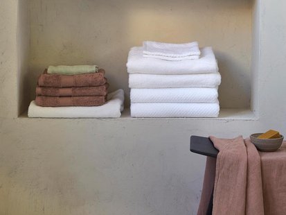 Yumeko Handdoek gewassen linnen wafel pure white - 1 st 100% gewassen linnen