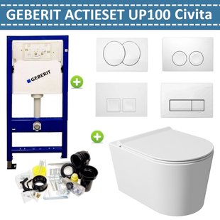 Geberit UP100 Toiletset set73 Salenzi Civita met Delta Drukplaat