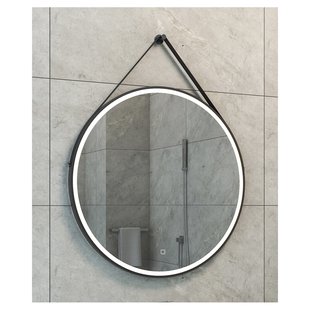 Spiegel Rond met Band Wiesbaden Cinto Ledverlichting en Spiegelverwarming 80 cm Mat Zwart