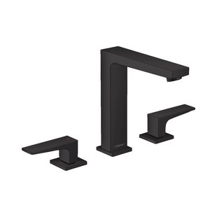 Wastafelmengkraan Metropol HansGrohe 3-Gats 160 met Rechte Greep en Push-Open Afvoer Mat Zwart