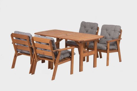 Tuintafel Venta + 4 tuinstoelen met kussens | House of Woods