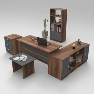 Set van bureau met bijzettafel en 3 opbergkasten Jill | Kalune Design