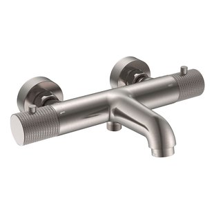 Badmengkraan Thermostatisch BWS Ridged Hartafstand 15 cm Geborsteld Staal