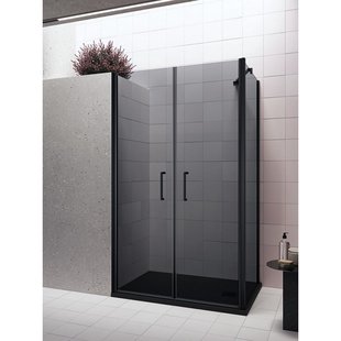 Douchecabine Lacus Giglio Evo Saloon 2 Klapdeuren Rookglas Zwart (alle maten)