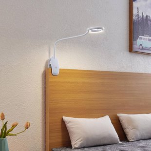 Prios LED klemlamp Harumi, wit, oplaadbare batterij, USB, 51 cm hoog