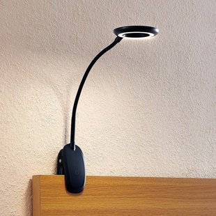 Prios klemlamp Harumi, zwart, oplaadbare batterij, USB, 51 cm Prios klemlamp Harumi, zwart, oplaadbare batterij, USB, 51 cm