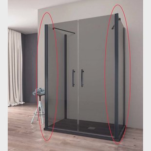 2x Zijwand voor Douchecabine Lacus Giglio Black 70x190 cm Mat Zwart Profiel