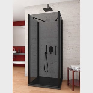 Douchecabine Lacus Giglio Evo 1 Klapdeuren Rookglas Zwart (alle maten x2 zijwanden)