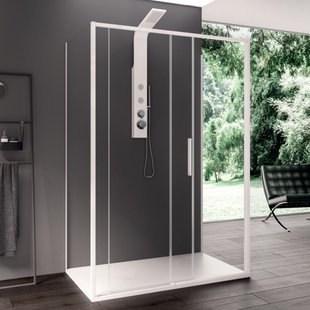 Douchecabine Lacus Torcello Aluminium Helder Glas Wit (alle maten x2 zijwanden)