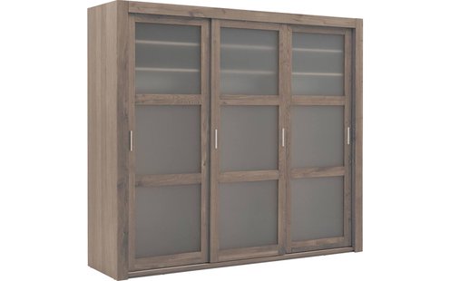 Goossens Excellent Kledingkast Duo, 248 cm breed, 223 cm hoog, 3 x 3 glaspaneel schuifdeuren