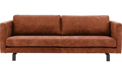 Goossens Excellent Bank Nuance cognac, leer, 3,5-zits, urban industrieel