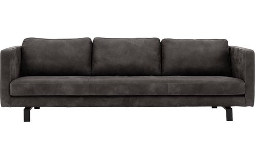 Goossens Excellent Bank Nuance donkerbruin, leer, 4-zits, urban industrieel