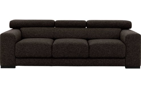 Goossens Bank Nora bruin, stof, 3-zits, stijlvol landelijk