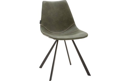 Goossens Eetkamerstoel Point groen kunstleer leuning, urban industrieel