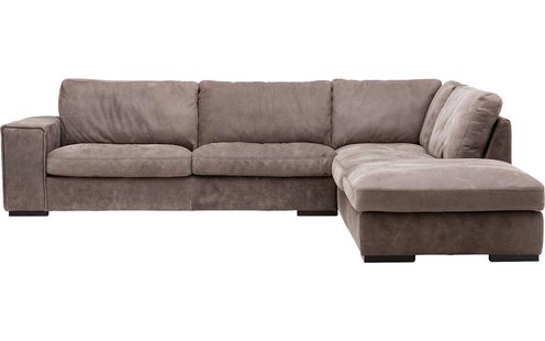 Goossens Excellent Hoekbank Morceau donkerbruin, leer, 3-zits, urban industrieel