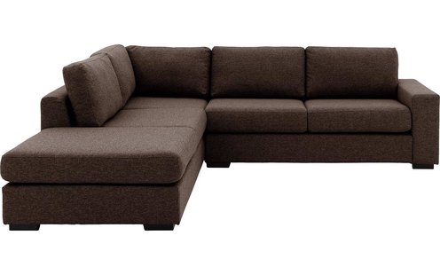 Goossens Hoekbank Lucca Met Ligelement bruin, stof, 2,5-zits, stijlvol landelijk met ligelement links