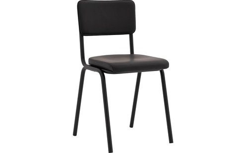 Goossens Eetkamerstoel Chaplin donkergrijs leer leuning, urban industrieel