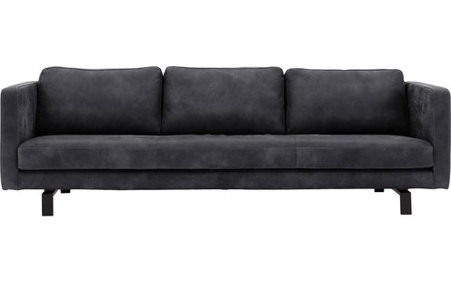 Goossens Excellent Bank Nuance zwart, leer, 4-zits, urban industrieel