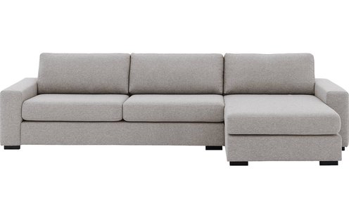 Goossens Hoekbank Lucca Met Chaise Longue grijs, stof, 3-zits, stijlvol landelijk