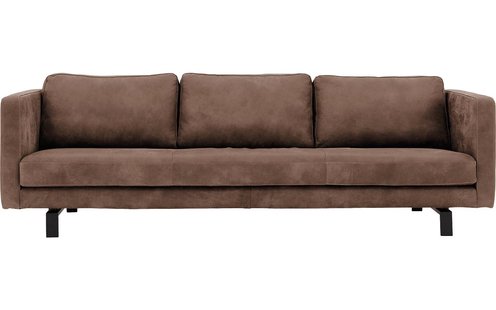 Goossens Excellent Bank Nuance bruin, leer, 4-zits, urban industrieel