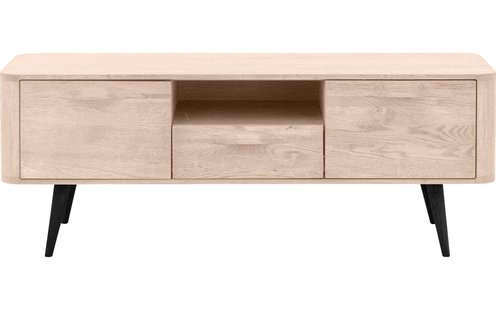 Goossens Tv Meubel Bjarte, 2 deuren 1 lade 1 open vak 135 cm breed
