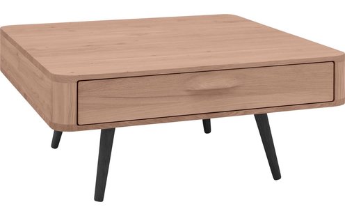 Goossens Salontafel Bjarte vierkant, hout eiken donker bruin, stijlvol landelijk, 90 x 40 x 90 cm