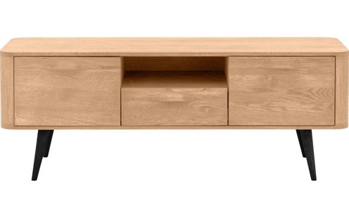 Goossens Tv Meubel Bjarte, 2 deuren 1 lade 1 open vak 135 cm breed