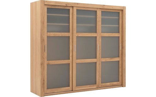 Goossens Excellent Kledingkast Duo, 248 cm breed, 223 cm hoog, 3 x 3 glaspaneel schuifdeuren