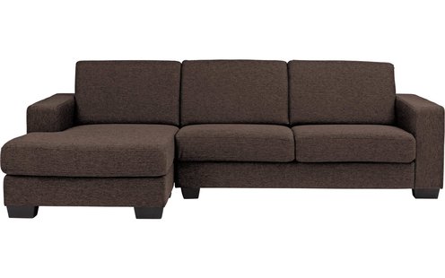Goossens Hoekbank N-joy Divana Met Chaise Longue bruin, stof, 2,5-zits, stijlvol landelijk met chaise longue links